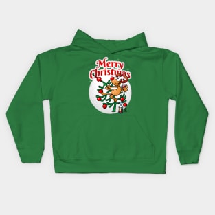 A reindeer in a Christmas tree - Merry Christmas Kids Hoodie